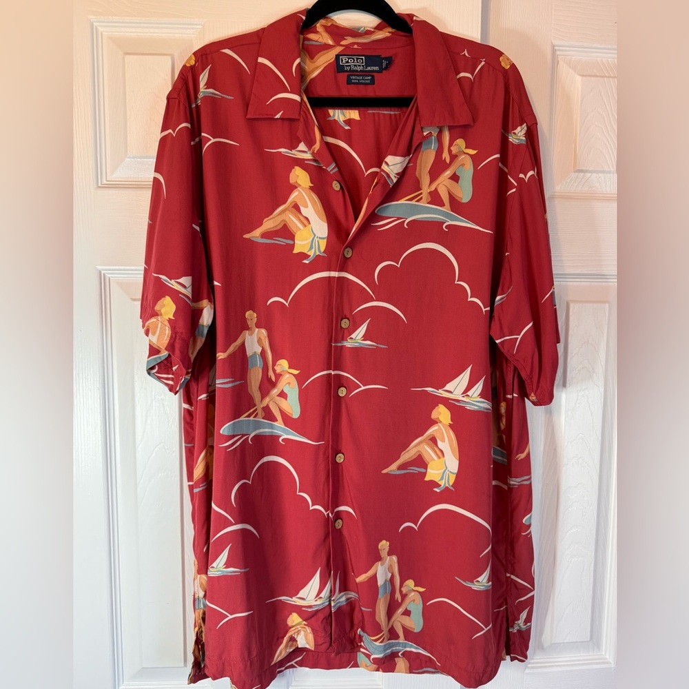 Polo Ralph Lauren Vintage Camp Shirt Surfing, Size L